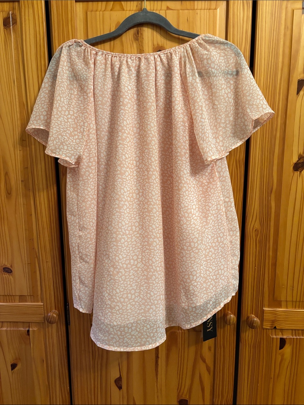 Women's Soft Blush Flutter-Sleeve Blouse Great as office-wear or by the sea!